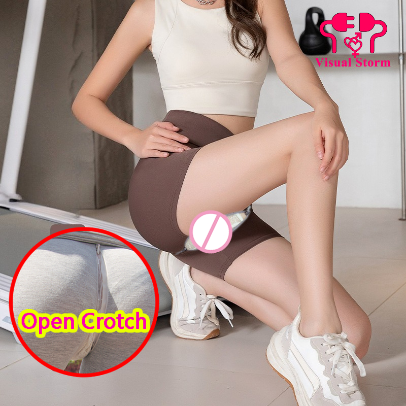 Outdoor Sport Club - ผู้หญิงเปิด Crotch กางเกงซิปกางเกงขาสั้นกางเกงกีฬา Crotchless กางเกงขายาวกลางแจ้ง Quick