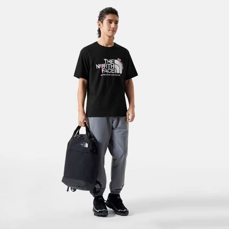 Outdoor Sport North Face - THE NORTH FACE เสื้อเชิ้ตแขนสั้นลำลองสำหรับผู้ชายและผู้หญิงสไตล์เรโทรคลาสสิกสำหรับวิ่งพิมพ์ลายรูปหัวใจ
