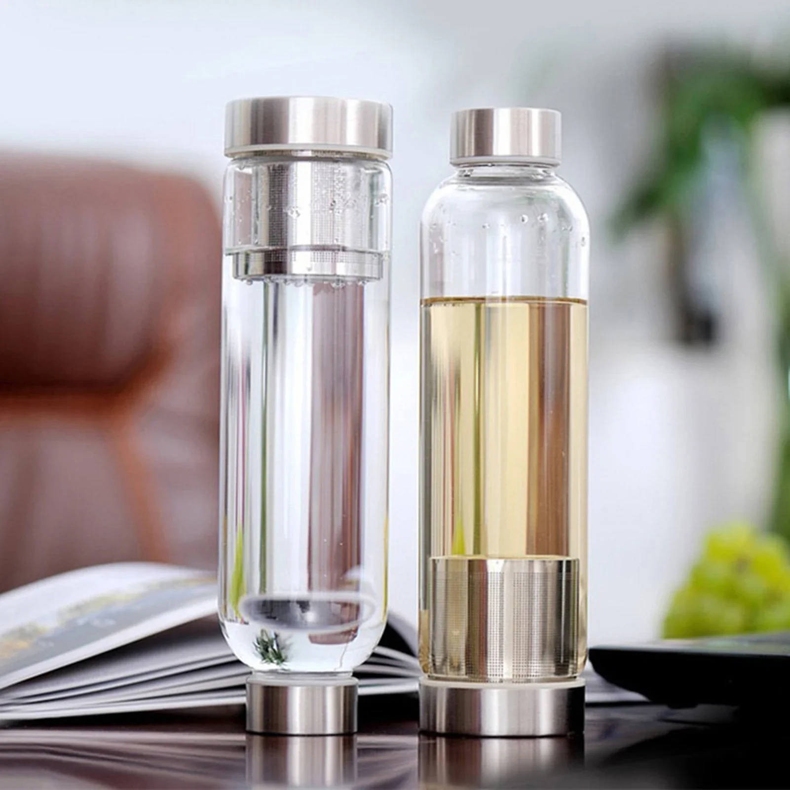 Outdoor Sport Glass Water Bottle - ขวดน้ำกีฬาแก้วใส ที่กรองชา แก้วน้ำ ภาชนะสำหรับดื่ม ภาชนะพกพาสำหรับเดินทาง แก้วชาสำหรับใช้ในบ้านและกิจกรรมกลางแจ้ง