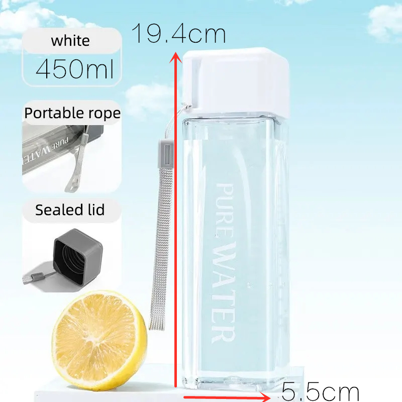 แก้วน้ำพลาสติกใสทรงเหลี่ยม 450 - Outdoor Sport Glass Water Bottle บทวิจารณ์และราคา